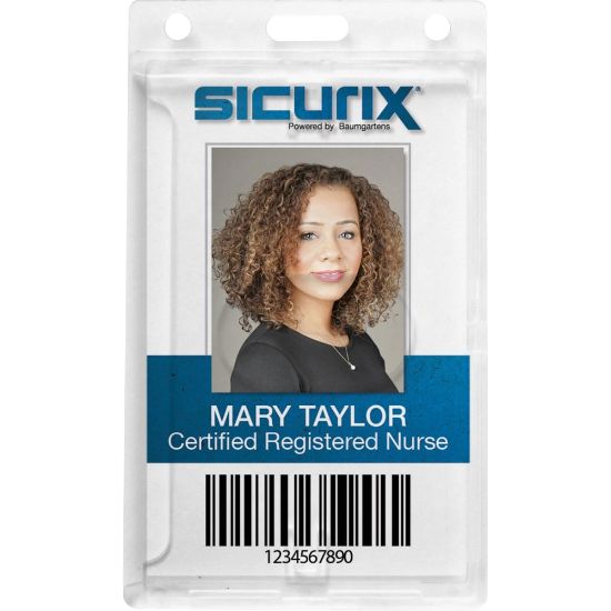 Picture of SICURIX Rigid PC ID Badge Dispensers with Thumb Slot - Vertical - Vertical - Polycarbonate - 25 / Pack - Clear