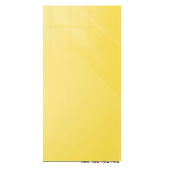 Picture of Ghent Aria Low-Profile Magnetic Glass Whiteboard, 60in x 36in, Yellow