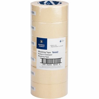 Picture of Business Source Utility-purpose Masking Tape - 60 yd Length x 2in Width - 3in Core - Crepe Paper Backing - For Bundling, Holding, Sealing, Masking - 6 / Pack - Tan