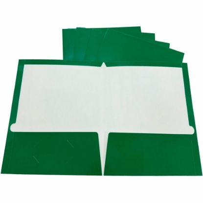 Picture of Business Source Letter Pocket Folder - 8 1/2in x 11in - 100 Sheet Capacity - 2 Internal Pocket(s) - Card Paper - Green - 25 / Box