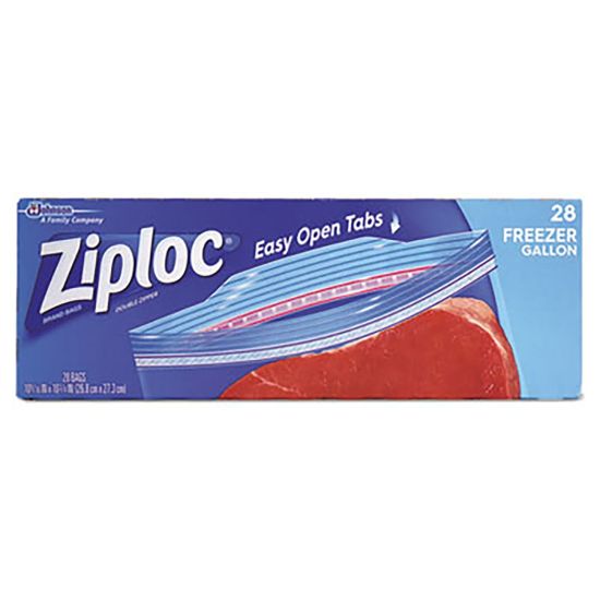 Picture of Ziploc Double Zipper Freezer Bags, 1 Gallon, Clear, 28 Bags Per Box, Case Of 9 Boxes