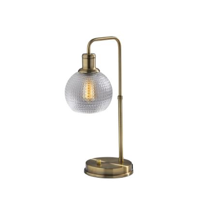 Picture of Adesso Simplee Barnett Globe Table Lamp with USB Port, 20-1/2inH, Clear Shade/Antique Brass Base