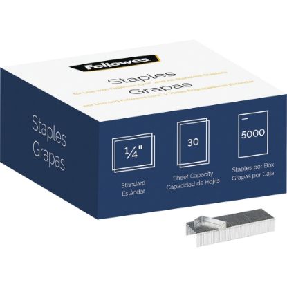 Picture of Fellowes Lyra 3-in-1 Binding Center Staples, 1/4in, Silver, Box Of 5,000 Staples