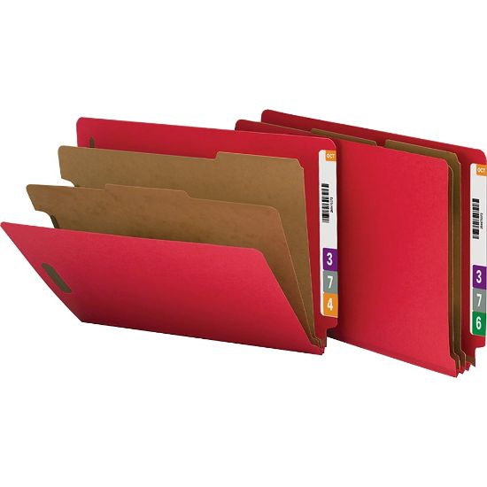 Picture of Nature Saver End-Tab Classification Folders, Letter Size, 2 Dividers, Red, Box Of 10