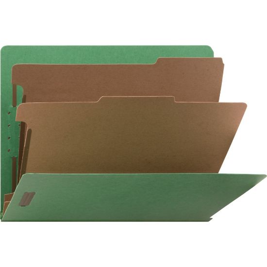 Picture of Nature Saver Letter  Classification Folder - 8 1/2in x 11in - End Tab Location - 2 Divider(s) - Green - - 10 / Box