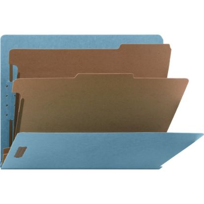 Picture of Nature Saver Letter  Classification Folder - 8 1/2in x 11in - End Tab Location - 2 Divider(s) - Blue - - 10 / Box