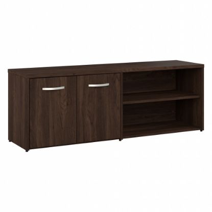 Picture of Bush Business Furniture Hybrid Low Storage Cabinet With Doors And Shelves, 21-1/4inH x 59-3/16inW x 15-3/4inD, Black Walnut, Standard Delivery