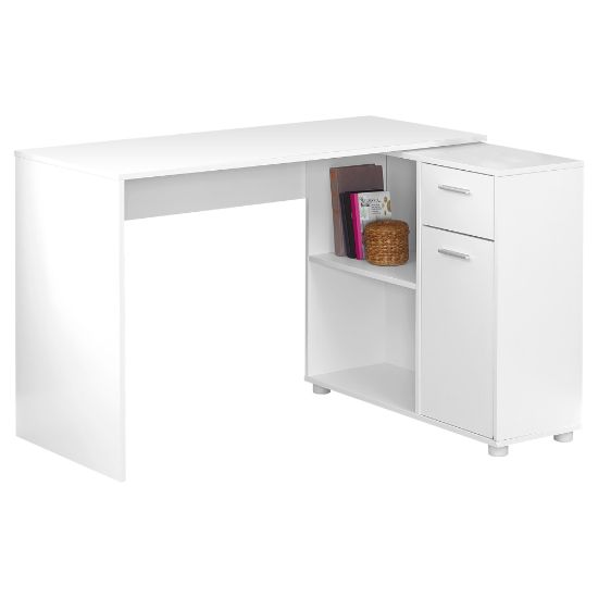 Picture of Monarch Specialties 46inW Corner Desk With Storage Cabinet, White