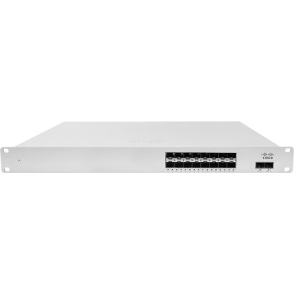 Picture of Meraki Cloud-managed 16 Port 1 GbE Aggregation Switch - Manageable - Gigabit Ethernet, 10 Gigabit Ethernet - 1000Base-X, 10GBase-X - 3 Layer Supported - 2 SFP Slots - 85 W Power Consumption - Optical Fiber - Rack-mountable - Lifetime Limited Warranty