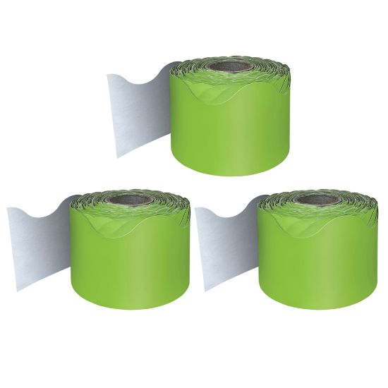 Picture of Carson Dellosa Education Rolled Scalloped Borders, Lime, 65ft Per Roll, Pack Of 3 Rolls