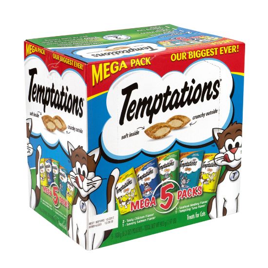 Picture of Temptations Cat Treats Mega Variety Packs, 6.3 Oz, Box Of 5 Packs