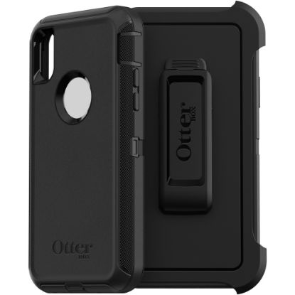 Picture of OtterBox Defender Carrying Case (Holster) Apple iPhone X, iPhone XS Smartphone - Black - Drop Resistant, Dust Proof Port, Dirt Resistant Port, Lint Resistant Port, Impact Resistant - Belt Clip