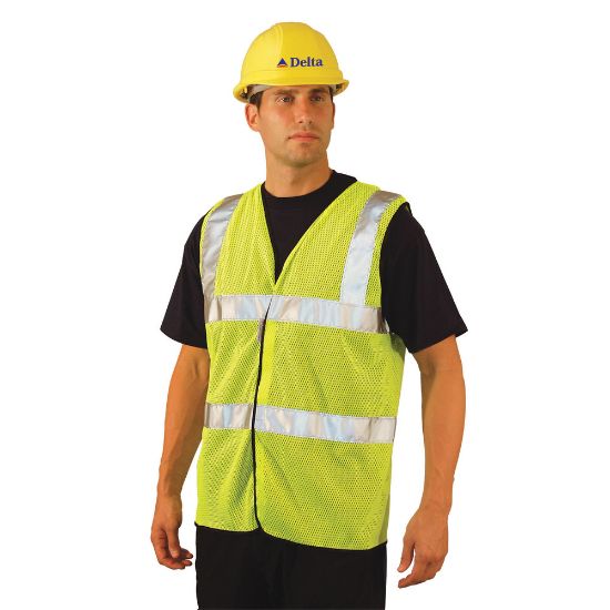 Picture of Class 2 Mesh Vests with 3M Scotchlite Reflective Tape, Large, Hi-Viz Yellow