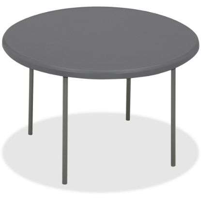 Picture of Iceberg IndestrucTable TOO Folding Table - For - Table TopRound Top - Four Leg Base - 4 Legs x 2in Table Top Thickness x 60in Table Top Diameter - Indoor, Outdoor - Charcoal, Powder Coated - High-density Polyethylene (HDPE), Steel - 1 Each