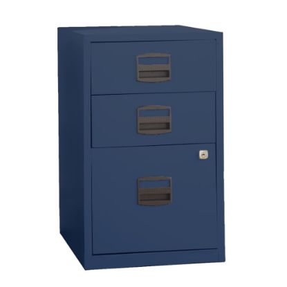 Picture of Bisley 14-13/16inD Vertical 3-Drawer Under-Desk File Cabinet, Navy