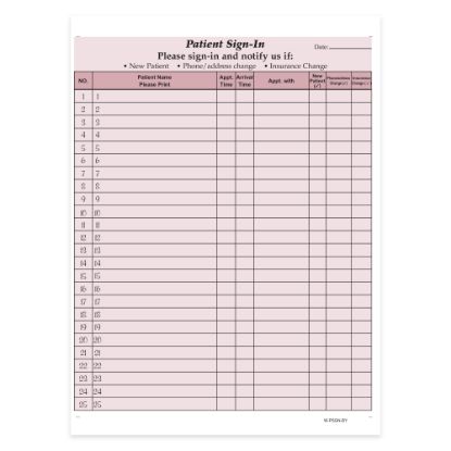 Picture of HIPAA Compliant Patient/Visitor Privacy 2-Part Sign-In Sheets, 8-1/2in x 11in, Burgundy, Pack Of 250 Sheets