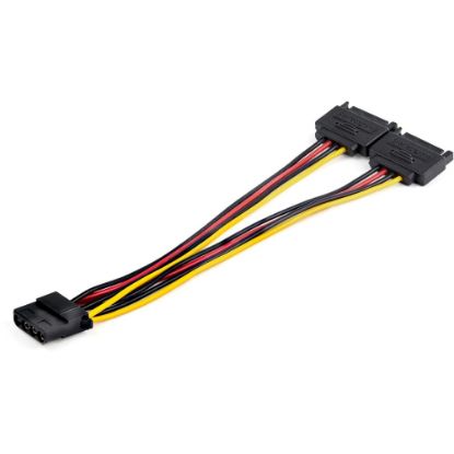 Picture of StarTech.com Dual SATA to LP4 Power Doubler Cable Adapter, SATA to 4 Pin LP4 Internal PC Peripheral Power Supply Connector, 9 Amps/108W