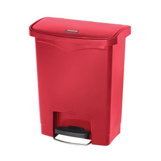 Picture of Rubbermaid Slim Jim Rectangular Plastic Wastebasket, Step-On, 8 Gallons, Red