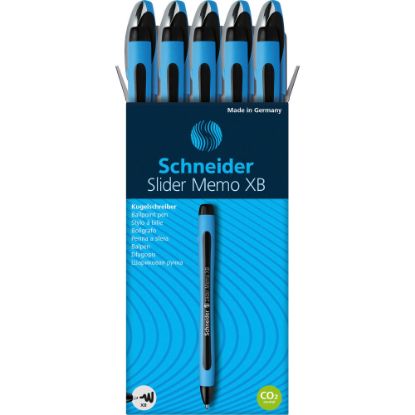 Picture of Schneider Slider Memo XB Ballpoint Pens - Extra Broad - 1.4 mm Pen Point Size - Bullet Pen Point Style - Black Ink - Rubberized Barrel - Stainless Steel Tip - 10 / Box