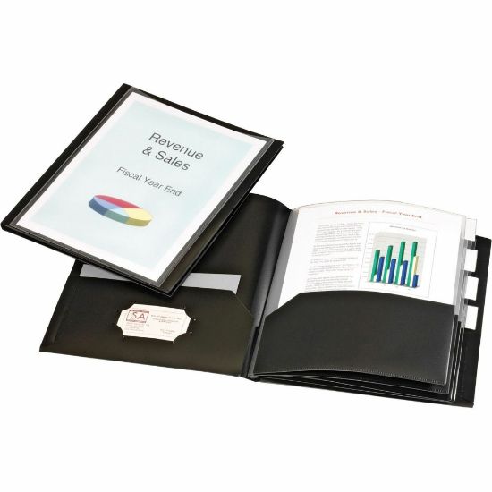 Picture of Cardinal Project Organizer - 8 1/2in x 11in - 200 Sheet Capacity - 10 Inside Front & Back Pocket(s) - 4 Divider(s) - Polypropylene - Black - 1 Each