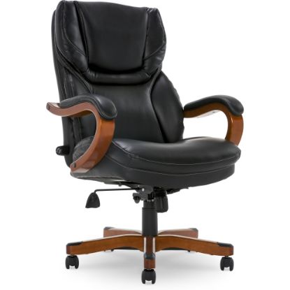 Picture of Serta Big & Tall Bonded Leather High-Back Office Chair, Black/Dark Redwood