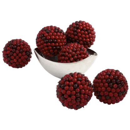 Picture of Nearly Natural Plastic Berry Balls, Red, 4-1/2in, Set Of 6 Balls