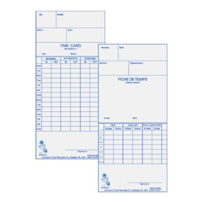 Picture of Acroprint Weekly/Bi-Weekly Time Cards For Acroprint ATR120 Electronic Time Clock, 2-Sided, 10in x 4in, Beige, Pack Of 250