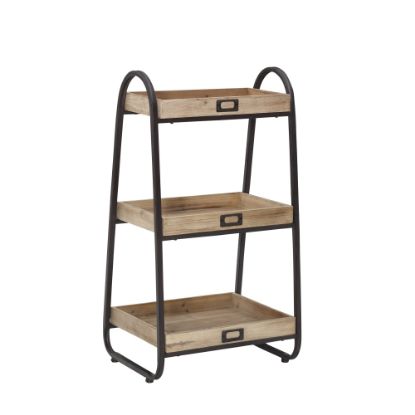 Picture of Linon Lynne 3-Tier Bath Stand, 32-1/3inH x 17-1/4inW x 13-3/5inD, Rustic Brown