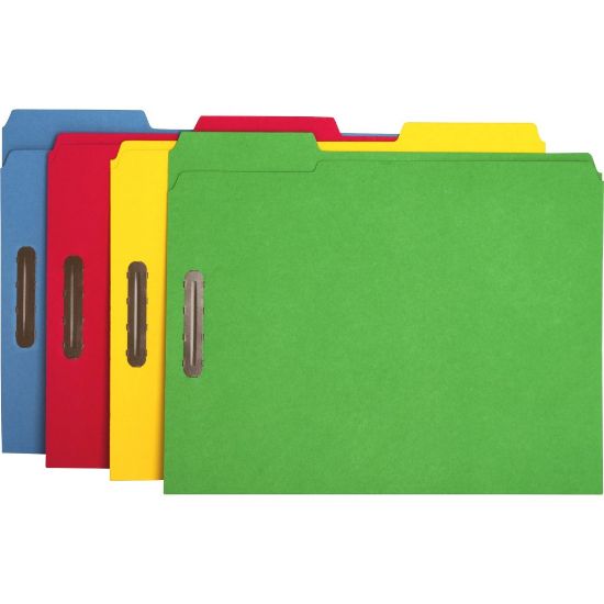 Picture of Business Source Fastener File Folders, 1/3in Tab Cut, Assorted Tab Position, Letter Size, Assorted Colors, Box Of 50