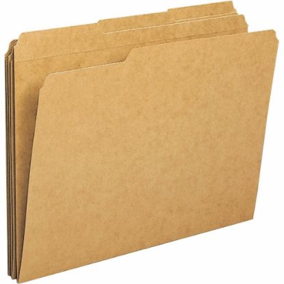 Picture of Business Source 1/3 Tab Cut Letter Classification Folders - 8 1/2in x 11in - Assorted Tab Position - Kraft, Stock - 100 / Box