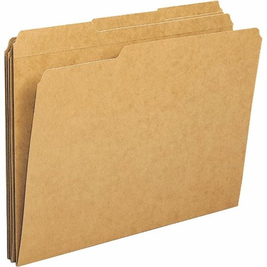 Picture of Business Source 1/3 Tab Cut Letter Classification Folders - 8 1/2in x 11in - Assorted Tab Position - Kraft, Stock - 100 / Box