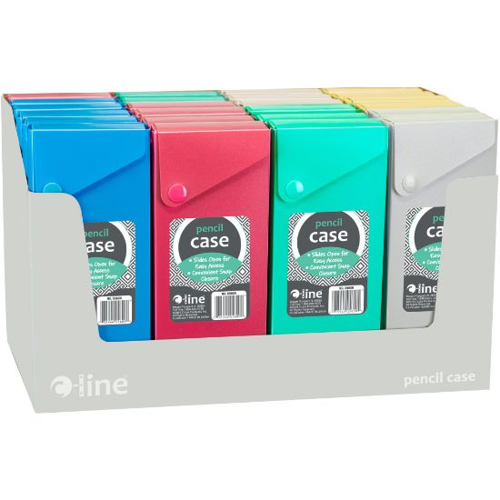 Picture of C-Line Plastic Storage Boxes, 7-1/2inH x 3inW x 1inD, Assorted Colors, Pack Of 24 Boxes