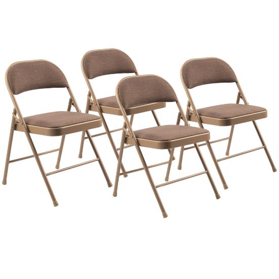 Picture of National Public Seating Commercialine 970 Series Fabric Upholstered Folding Chairs, Star Trail Brown, Pack Of 4 Chairs