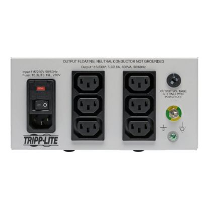 Picture of Tripp Lite Isolator Series Dual-Voltage 115/230V 600W 60601-1 Medical-Grade Isolation Transformer, C14 Inlet, 6 C13 Outlets - Transformer - AC 115/230 V - 600 Watt - 600 VA - output connectors: 6 - white