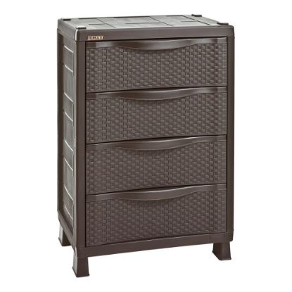 Picture of Inval 32inH 4-Drawer Rattan Storage Cabinet, Brown