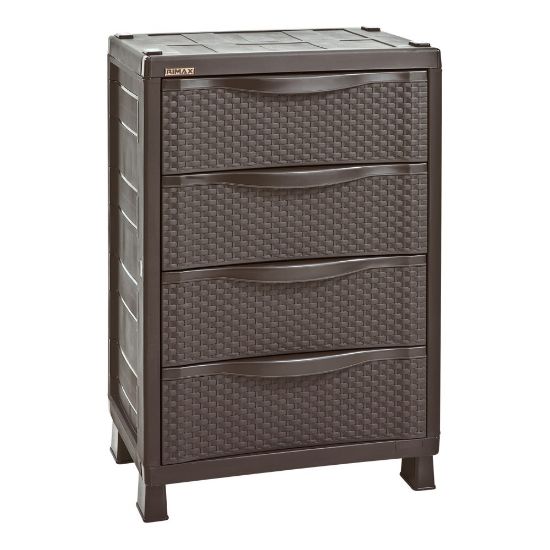 Picture of Inval 32inH 4-Drawer Rattan Storage Cabinet, Brown