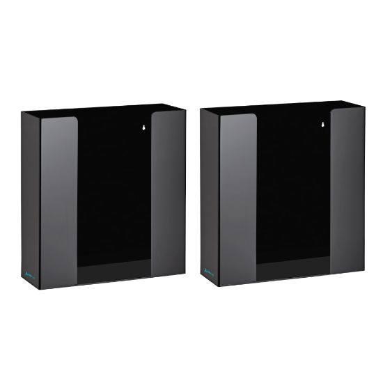 Picture of Alpine AdirMed Double Box Capacity Acrylic Glove Dispensers, 10-13/16inH x 10-1/4inW x 3-1/2inD, Black, Pack Of 2 Dispensers