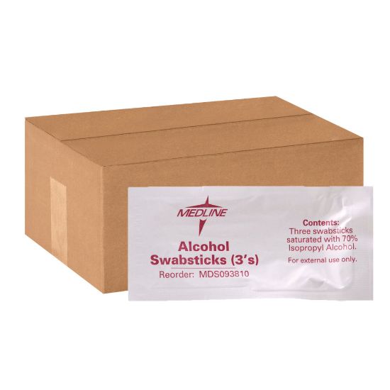 Picture of Medline Alcohol Swabsticks, 250 Per Box, Case Of 3 Boxes