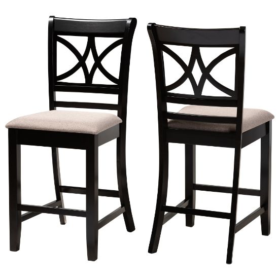 Picture of Baxton Studio Chandler Counter Stools, Sand/Espresso Brown, Set Of 2 Stools