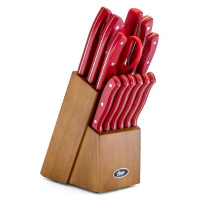 Picture of Oster Evansville Stainless-Steel 14-Piece Cutlery Set, Red