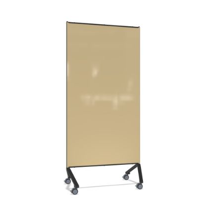 Picture of Ghent Pointe Magnetic Mobile Dry-Erase Glassboard, 76-1/2in x 36-3/16in, Beige, Black Metal Frame