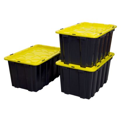 Picture of Mount It! Work It! Heavy Duty Plastic Storage Containers, 60 Liters, Black/Yellow, Case Of 3 Bins