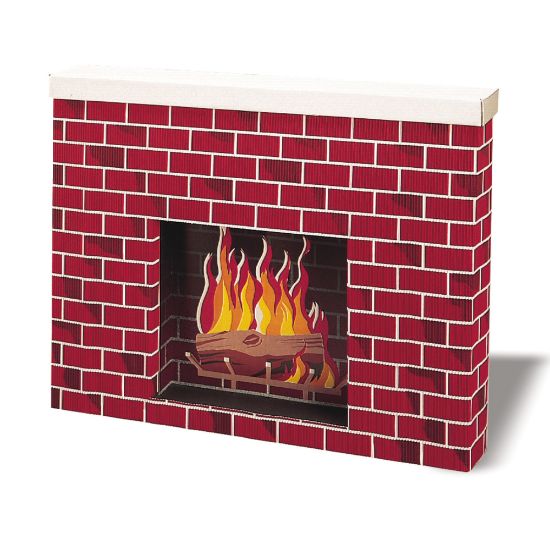 Picture of Pacon Corobuff Corrugated Fireplace, 30inH x 38inW x 7inD, Tu-Tone Brick