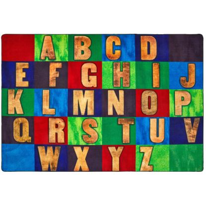 Picture of Carpets for Kids Pixel Perfect Collection Rustic Wood Literacy Seating Rug, 8'x 12', Multicolor