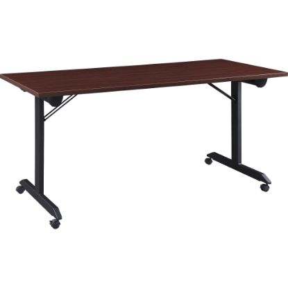 Picture of Lorell Mobile Folding Training Table, 29-1/2inH x 63inW x 29-1/2inD, Black/Brown