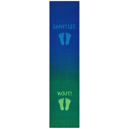 Picture of Carpets for Kids KID$Value Rugs Stand & Wait Sanitize Activity Runner Rug, 3ft x 12ft , Blue