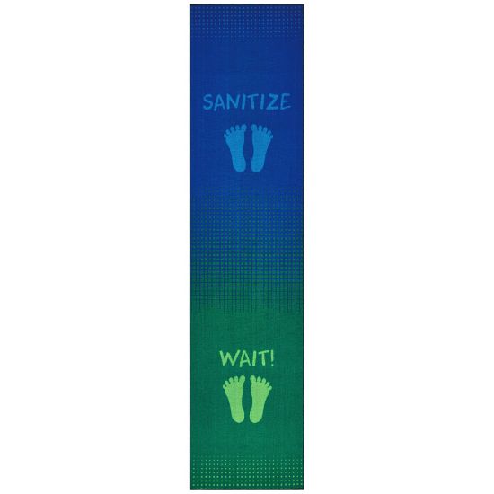 Picture of Carpets for Kids KID$Value Rugs Stand & Wait Sanitize Activity Runner Rug, 3ft x 12ft , Blue