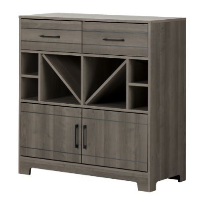 Picture of South Shore Vietti 32-Bottle Bar Cabinet With Bottle Storage, 36-1/4inH x 34-1/4inW x 16-3/4inD, Gray Maple