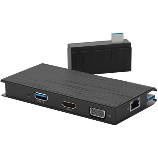 Picture of VisionTek VT100 Universal USB 3.0 Portable Dock - USB 3.0 Docking Station - Ports: 2x USB 3.0 - Network (RJ-45) - HDMI - VGA - SD Card - Windows / Mac including Apple M1 - DisplayLink