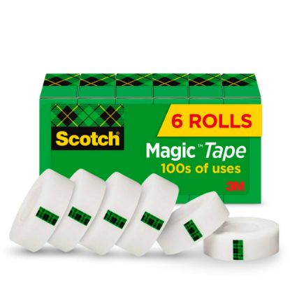 Picture of Scotch Magic Tape, Invisible, 3/4 in x 800 in, 6 Tape Rolls, Home Office and School Supplies